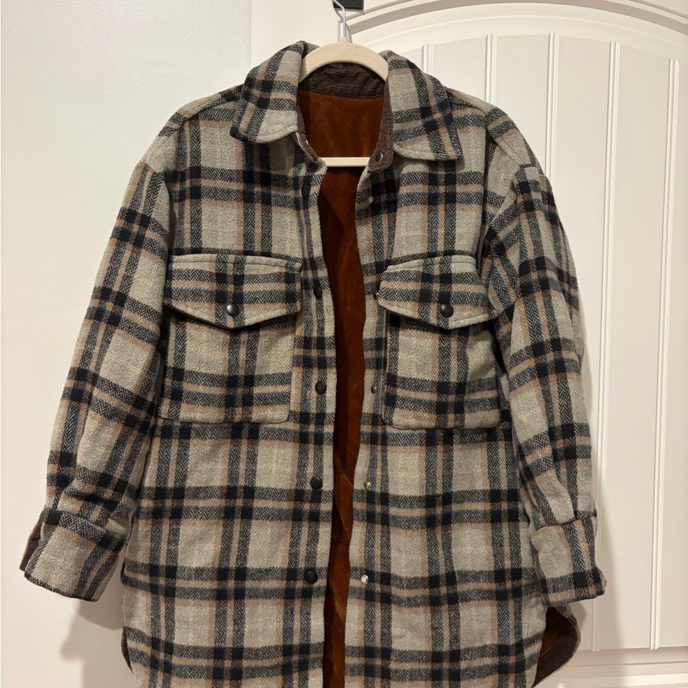 Plaid Button-Up Jacket